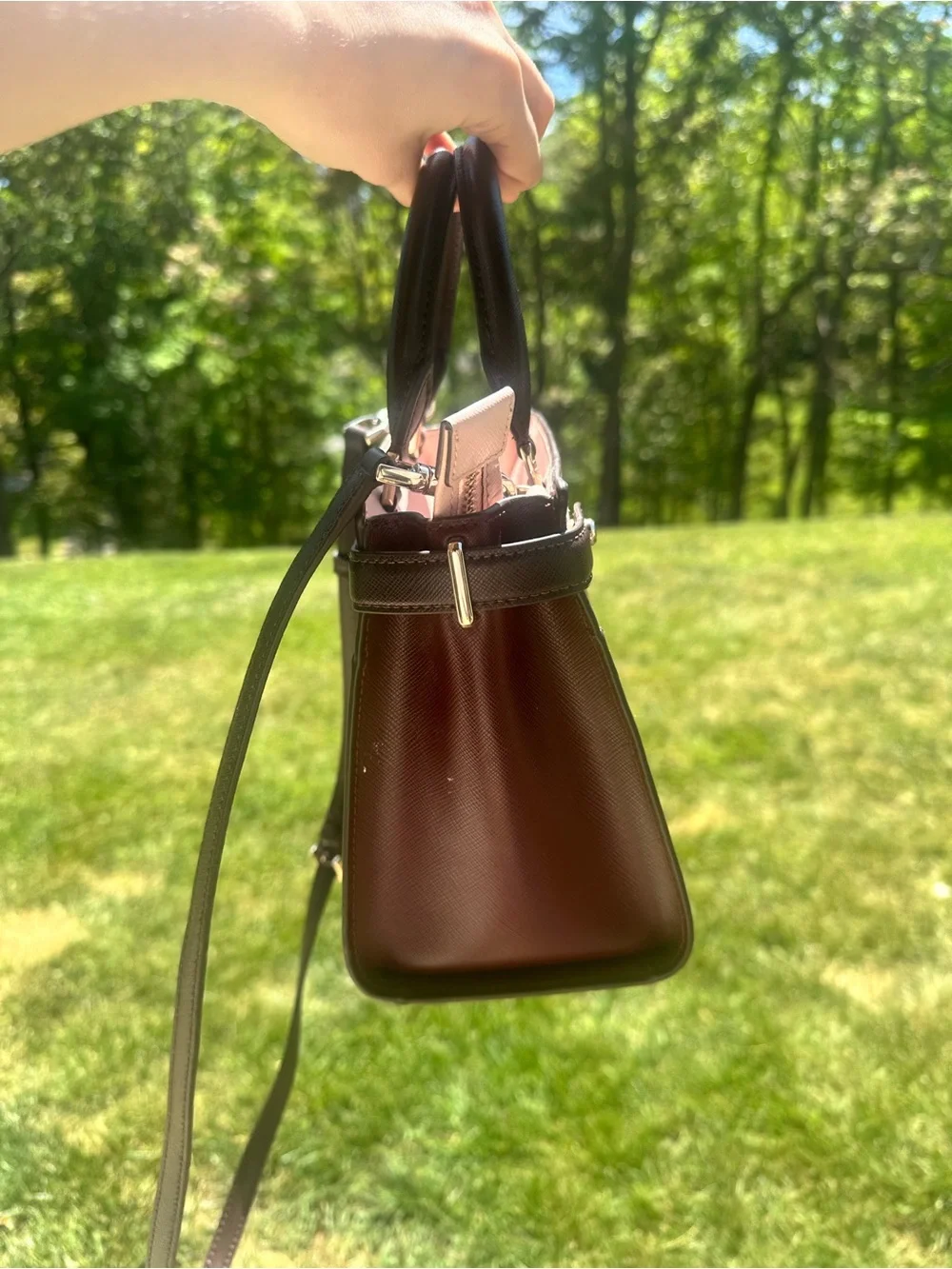 kate spade Two-Tone Brown and Cream Mini Satchel - Picture 4 of 7